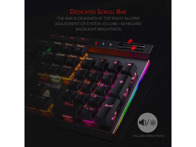 Redragon K580 VATA RGB LED Backlit Mechanical Gaming Keyboard with Macro Keys & Dedicated Media Controls, Onboard Macro Recording (Brown Switches)