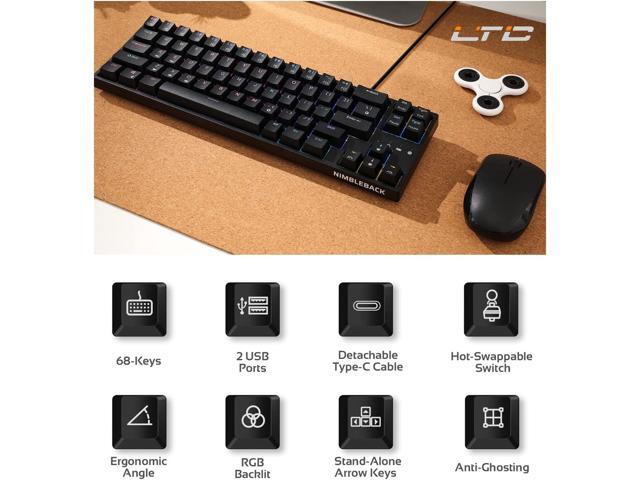 LTC NB681 Nimbleback Wired 65% Mechanical Keyboard, RGB Backlit Ultra-Compact 68 Keys Gaming Keyboard with Hot-Swappable Switch and Stand-Alone...
