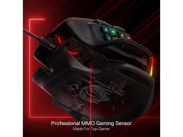 Redragon M811 Aatrox MMO Gaming Mouse, 15 Programmable Buttons Wired RGB Gamer Mouse w/ Ergonomic Natural Grip Build, 10 Side Macro Keys, Software...