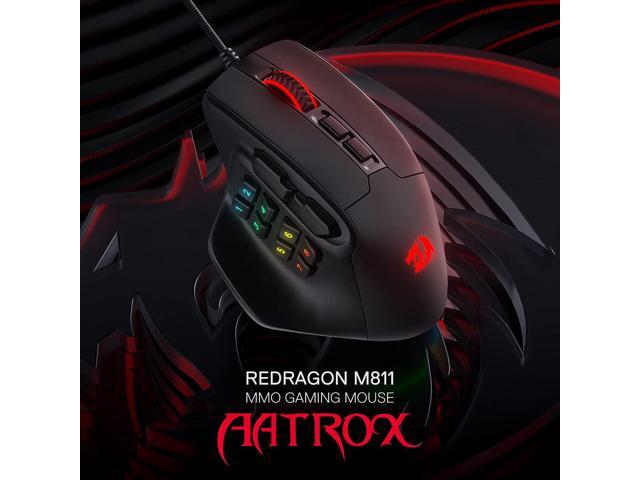 Redragon M811 Aatrox MMO Gaming Mouse, 15 Programmable Buttons Wired RGB Gamer Mouse w/ Ergonomic Natural Grip Build, 10 Side Macro Keys, Software...
