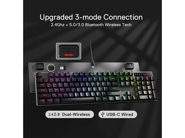 Redragon K556 PRO Upgraded Wireless RGB Gaming Keyboard, BT/2.4Ghz Tri-Mode Aluminum Mechanical Keyboard w/No-Lag Connection, Hot-Swap Linear Quiet...