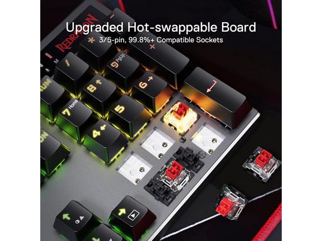 Redragon K556 PRO Upgraded Wireless RGB Gaming Keyboard, BT/2.4Ghz Tri-Mode Aluminum Mechanical Keyboard w/No-Lag Connection, Hot-Swap Linear Quiet...