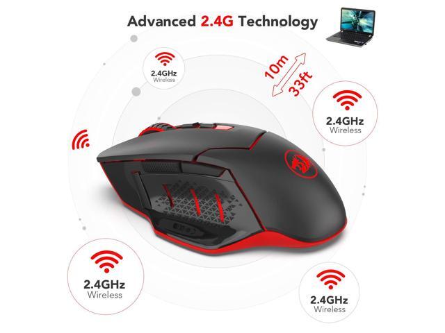Redragon M690-1 Wireless Gaming Mouse with DPI Shifting, 2 Side Buttons, 2400 DPI, Ergonomic Design, 8 Buttons-Black
