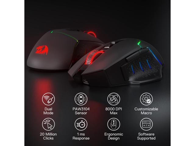 Redragon M690 PRO Wireless Gaming Mouse, 8000 DPI Wired/Wireless Gamer Mouse w/Rapid Fire Key, 8 Macro Buttons, Ergonomic Design for PC/Mac/Laptop