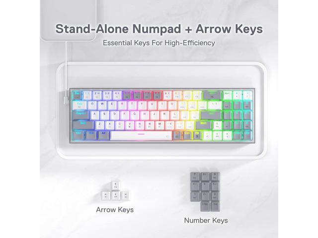 Redragon K628 Pollux 75% Wired RgB gaming Keyboard, 78 Keys compact Mechanical Keyboard w100% Hot-Swap Socket, Free-Mod Plate Mounted PcB &...