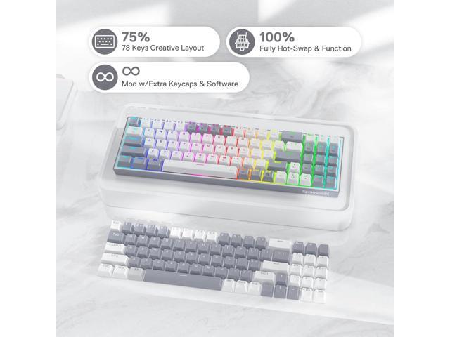 Redragon K628 Pollux 75% Wired RgB gaming Keyboard, 78 Keys compact Mechanical Keyboard w100% Hot-Swap Socket, Free-Mod Plate Mounted PcB &...