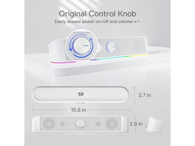 Redragon GS560 RGB Desktop Soundbar 2.0 Channel Computer Speaker with Dynamic RGB Audio - image 2