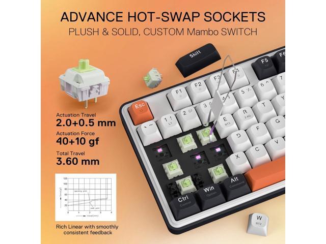 Redragon K689 PRO Wireless Gasket RGB Gaming Keyboard, 108 Keys Mechanical Keyboard w/Extra 4 Hotkeys, Upgraded Hot-swappable Socket, 3-Layer Noise...