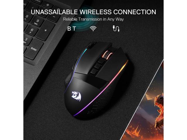 Redragon M991 Wireless Gaming Mouse, 26000 DPI 3-Mode Gamer Mice w/Rapid Fire Key, 9 Macro Buttons, Powerful Capacity and RGB Backlight for...