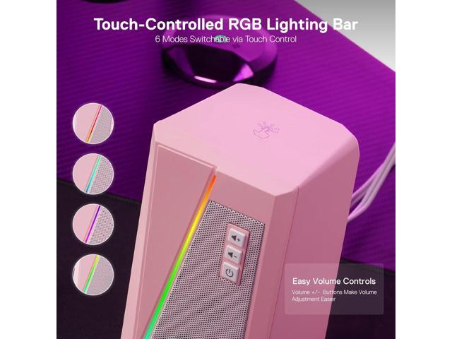 Redragon GS520 Anvil RGB Desktop Speakers, 2.0 Channel PC Computer Stereo Speaker with 6 Colorful LED Modes, Enhanced Bass and Easy-Access Volume...