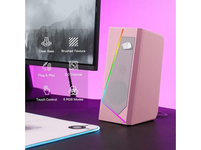 Redragon GS520 Anvil RGB Desktop Speakers, 2.0 Channel PC Computer Stereo Speaker with 6 Colorful LED Modes, Enhanced Bass and Easy-Access Volume...