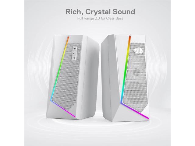 Redragon GS520 Anvil RGB Desktop Speakers, 2.0 Channel PC Computer Stereo Speaker with 6 Colorful LED Modes, Enhanced Bass and Easy-Access Volume...