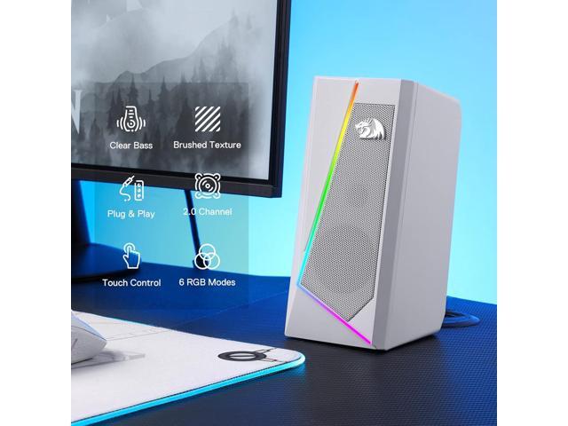 Redragon GS520 Anvil RGB Desktop Speakers, 2.0 Channel PC Computer Stereo Speaker with 6 Colorful LED Modes, Enhanced Bass and Easy-Access Volume...