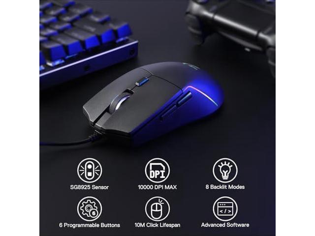 Redragon M730 Wired RGB Gaming Mouse, 10000 DPI Lightweight Optical Mouse with 6 Programmable Buttons, Software Supports DIY Keybinds for PC...