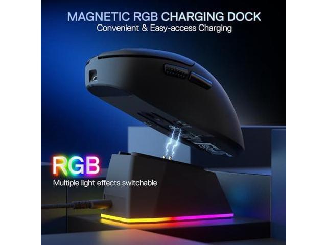 Redragon M998 Lightweight Wireless Gaming Mouse with RGB Magnetic Charging Dock, BT/2.4G Wireless/Wired Optical Mice, 24000 DPI, 5 Programmable...