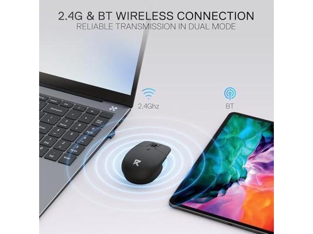 Redragon BM4162 Wireless Mouse, Dual-Mode 2.4GHz/BT Mouse, Lightweight Floating Button Design, Silent Click, 5 Adjustable DPI up to 4000, Ergonomic...