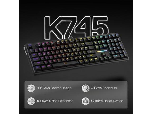 Redragon K745 Wired Gasket RGB Gaming Keyboard, 108 Keys Mechanical Keyboard w/Extra 4 Hotkeys, Upgraded Hot-swappable Socket, 5-Layer Noise...