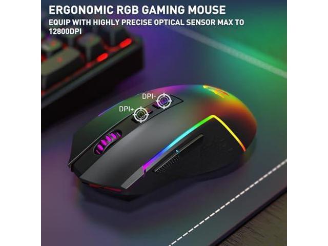 Redragon S163 3-Mode Wilreess Gaming Keyboard & Mouse Combo, 108 Keys K689 PRO RGB Gasket Keyboard and 8000 DPI M693 Gaming Mouse Bundle,...