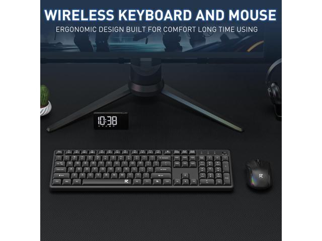Redragon BS7634 Wireless Keyboard and Mouse Combo, 104 Keys 2.4Ghz Wireless Low-Profile Membrane Keyboard w/Low Profile Design, Ergnomic Comfort...
