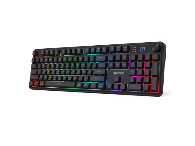 Redragon K526 PRO RGB Wireless Membrane Gaming Keyboard, 104 Keys Mechanical-Fee