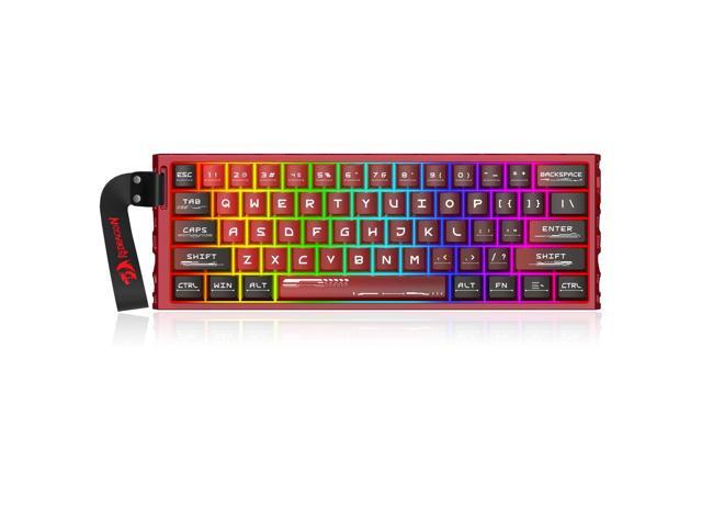 Redragon K753 HE Rapid Trigger Gaming Keyboard, 60% 61 Keys Wired Mechanical Keyboard w/Hype-Red Hollowed-Out Aluminum Base, Next-Gen UltraMag 100%...