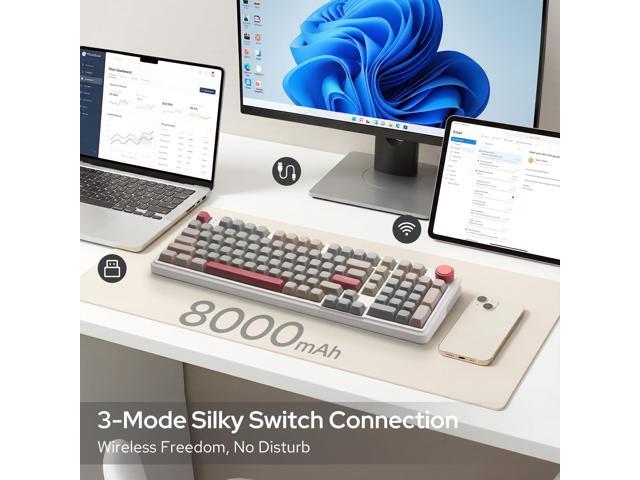 Redragon K768 PRO 100 Keys Wireless Gasket RGB Gaming Keyboard, Massive 8000 mAh PBT Mechanical Keyboard w/Hot-Swap Socket, Dedicated Knob Control...