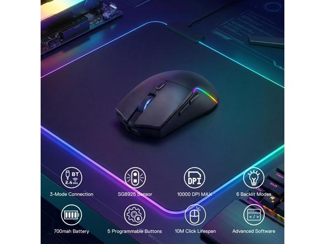 Redragon M730 PRO Wireless RGB Gaming Mouse, 3-Mode Lightweight Optical Mouse with 5 Programmable Buttons, 10000 DPI, Software Supports DIY...