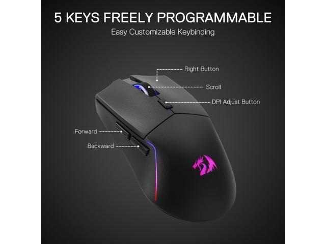 Redragon M730 PRO Wireless RGB Gaming Mouse, 3-Mode Lightweight Optical Mouse with 5 Programmable Buttons, 10000 DPI, Software Supports DIY...