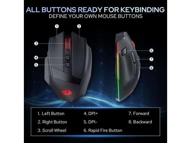 Redragon M923 Wired RGB Gaming Mouse, Optical Ergonomic Mouse with Max 24,000DPI, High Precision Sensor SG8960, 8 Macro Buttons, Software Supported...