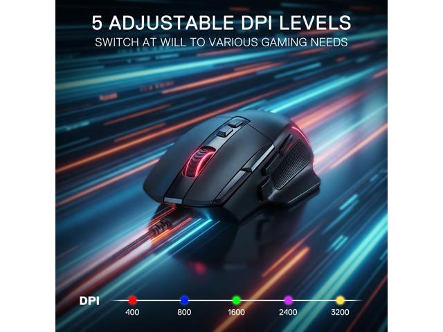 Redragon M925 Wired Gaming Mouse, 24,000 Max DPI Optical Gaming Mouse with 10 Programmable Buttons, Ergonomic Natural Grip Build, Software Supports...