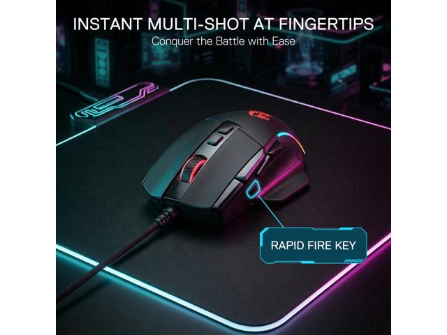 Redragon M925 Wired Gaming Mouse, 24,000 Max DPI Optical Gaming Mouse with 10 Programmable Buttons, Ergonomic Natural Grip Build, Software Supports...