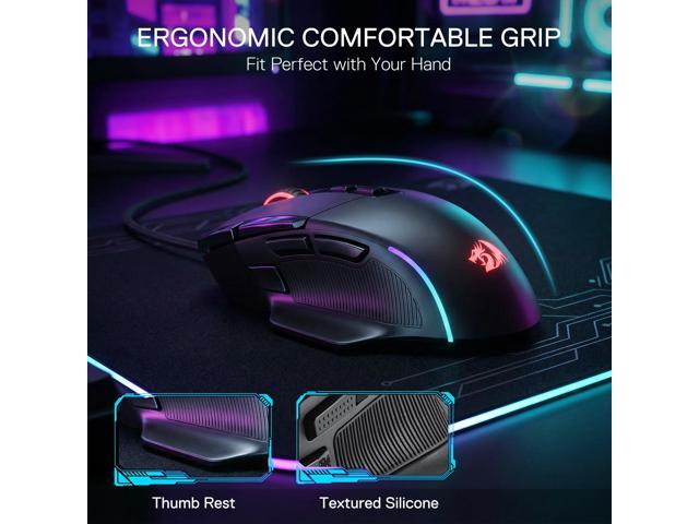 Redragon M925 Wired Gaming Mouse, 24,000 Max DPI Optical Gaming Mouse with 10 Programmable Buttons, Ergonomic Natural Grip Build, Software Supports...