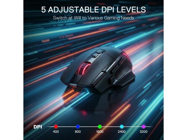 Redragon M925 PRO Wireless Gaming Mouse, 26,000 Max DPI Optical RGB Mice with 10 Programmable Buttons, Hyper-Fast Scroll, Software Supports DIY...