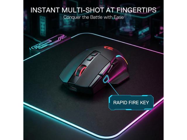 Redragon M925 PRO Wireless Gaming Mouse, 26,000 Max DPI Optical RGB Mice with 10 Programmable Buttons, Hyper-Fast Scroll, Software Supports DIY...