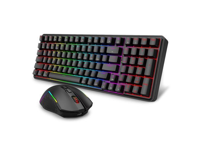Redragon S162 3-Mode Wilreess Gaming Keyboard & Mouse Combo, 99 Keys K744 RGB GamingKeyboard and 8000 DPI M693 Gaming Mouse Bundle