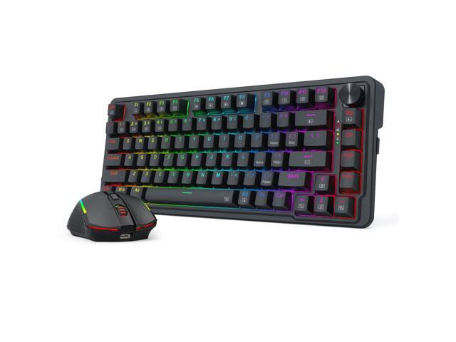 Redragon S168 3-Mode Wilreess Gaming Keyboard & Mouse Combo, 81 Keys K673 PRO RGB Gasket Keyboard and 8000 DPI M693 Gaming Mouse Bundle, Convenient...