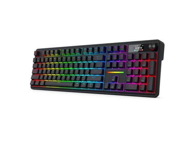 Redragon K762 Wireless Gasket Gaming Keyboard w/Hype Screen & Knob, 104 Keys Mechanical Keyboard, Easy-Control 1.14 TFT Info Display, 5-Layer Noise...