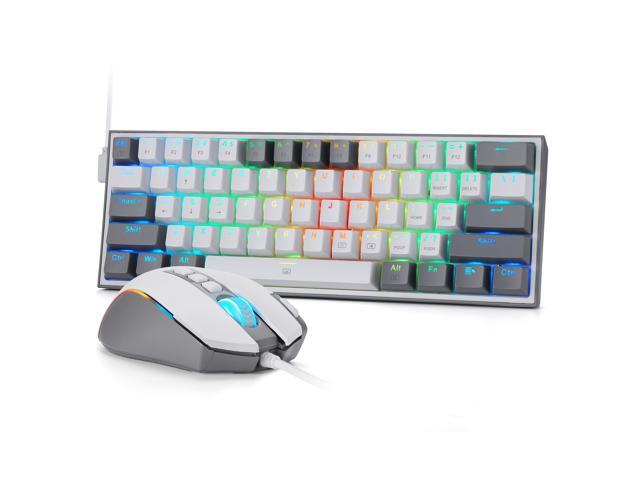 Redragon CB201 Gaming Keyboard & Mouse Combo, 61 Keys K617 Wired RGB Gaming Keyboard and 8000 DPI Wired M612 Gaming Mouse Bundle, White