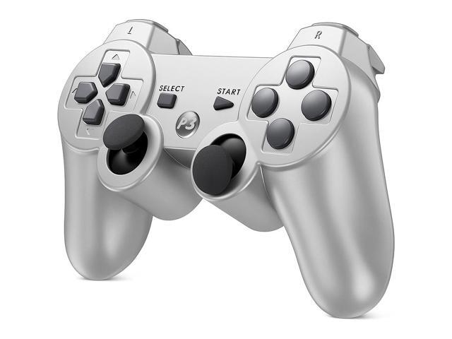 RetroFam Wireless PlayStation 3 Controller 2 Pack, Black & Silver - Compatible with PS3 Game Console