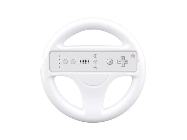 Retrofam 2 Pack Mario Kart Steering Wheel and Remote for Wii Game Console, White