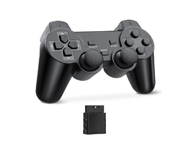RetroFam 2 Pack Wireless Controller compatible with Playstation 2 PS2 Game Console, Black and Silver