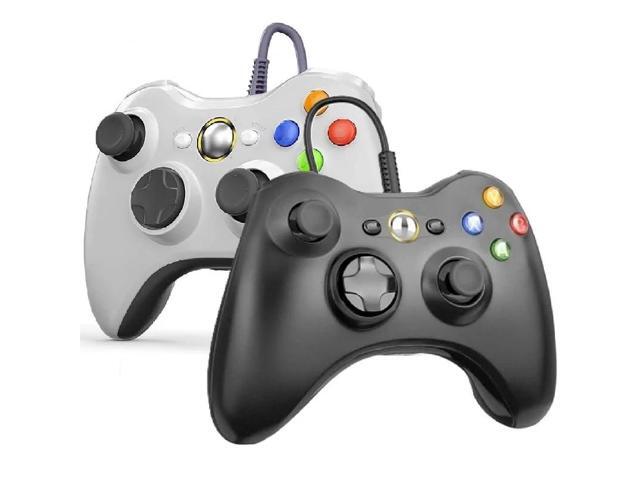 Retrofam 2 Pack Wired Game Controller Compatible with Microsoft Xbox 360 Game Console, Black & White