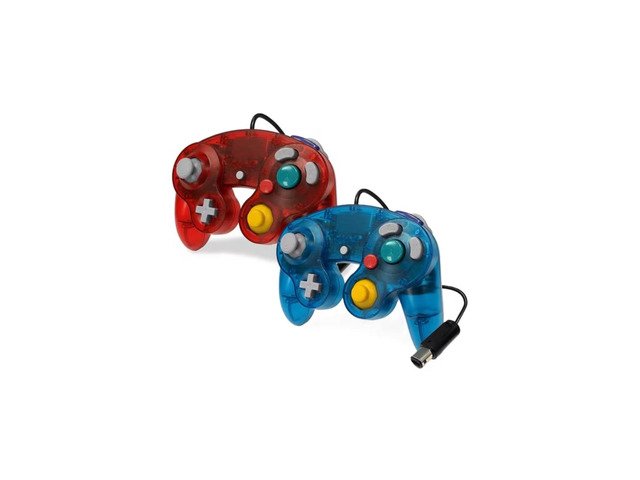 RetroFam 2 Pack Controller for Gamecube Gaming Console, Transparent Blue + Trans