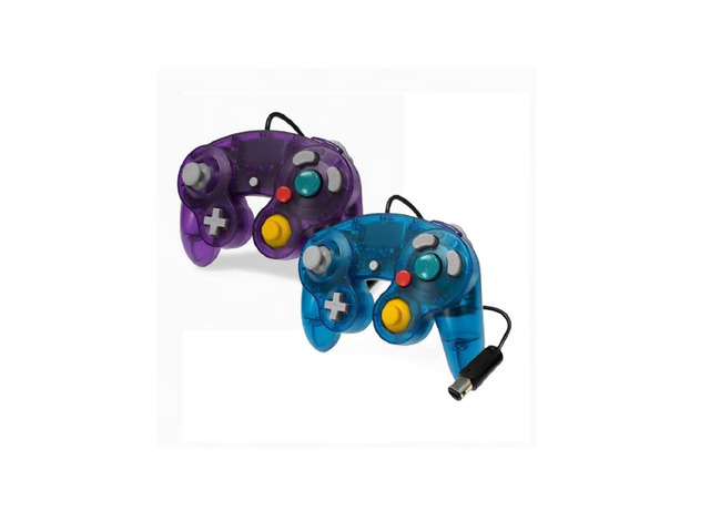 RetroFam 2 Pack Gamecube Controller for Gamecube Gaming Console, Transparent Blu