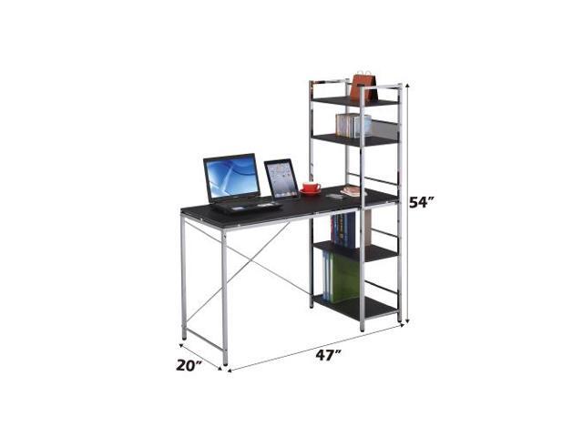 taoruifang Elvis Black & Chrome Finish Writing Desk W/Shelves
