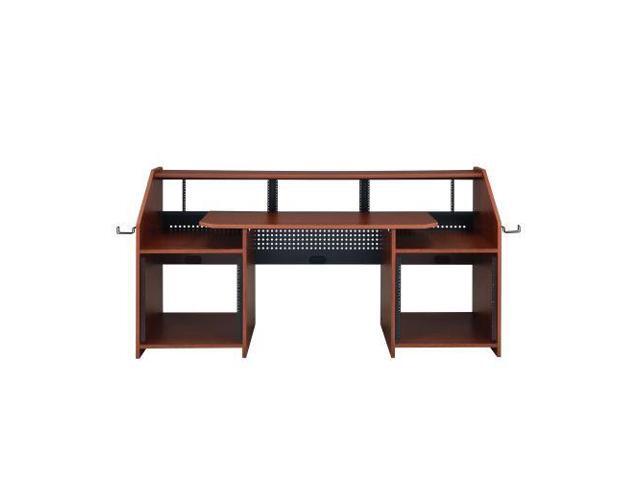 taoruifang Cherry Music Desk with Earphone Rack Rectangular Computer Desk Freestanding Keyboard Tray with Shelves music desk Wood+Metal