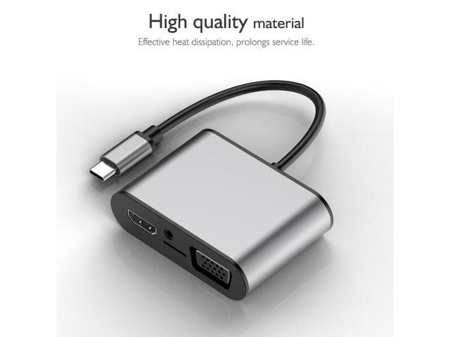 basix TW8R 8 in 1 USB-C / Type-C to 3 USB 3.0 + USB-C / Type-C + HDMI + VGA Interfaces HUB Adapter with Micro SD Card Slot & 3.5mm AUX
