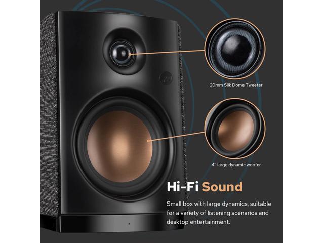 HiVi-Swans OS-10 HiFi Stereo Speakers, Bluetooth 5.0 Active Computer Bookshelf Speakers - 4'' Dynamic Woofer, Powered Desk Speakers 62w RMS with...