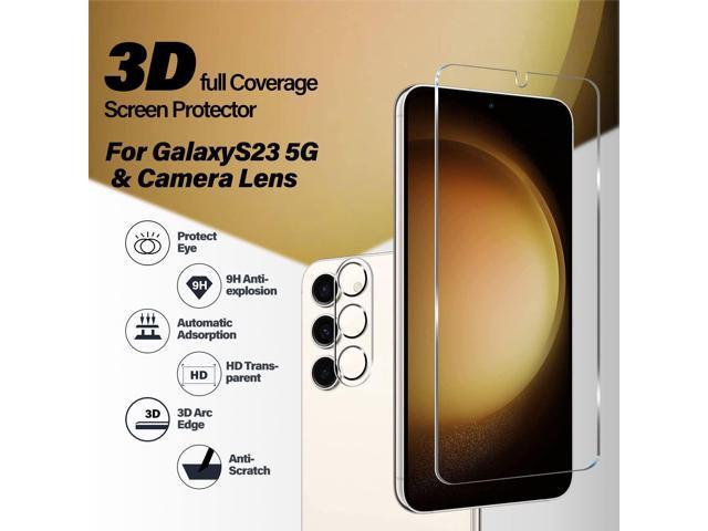 Galaxy S23 Tempered Glass Screen Protector + Camera Lens Protector [ 2 + 2 Pack ][Case Friendly] [Anti-Scratch] [Ultrasonic Fingerprint Unlock]...