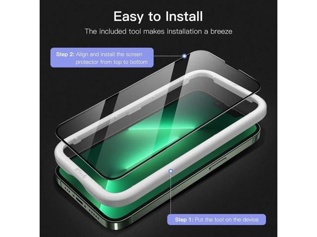 JETech Full Coverage Screen Protector for iPhone 13 Pro Max 6.7-Inch, Black Edge Tempered Glass Film with Easy Installation Tool, Case-Friendly, HD...